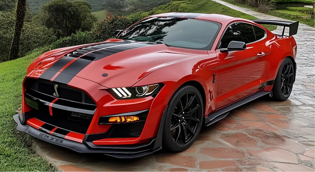 Red Mustang on a resizable page